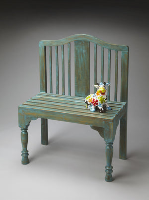 Homeroots Antiqued Blue Solid Wood Bench  Solid Wood 389166