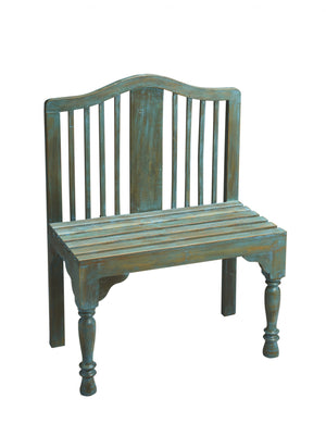 Homeroots Antiqued Blue Solid Wood Bench  Solid Wood 389166