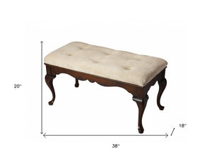 Homeroots Classic Cherry Brown Finish Bench  Solid Wood 389169