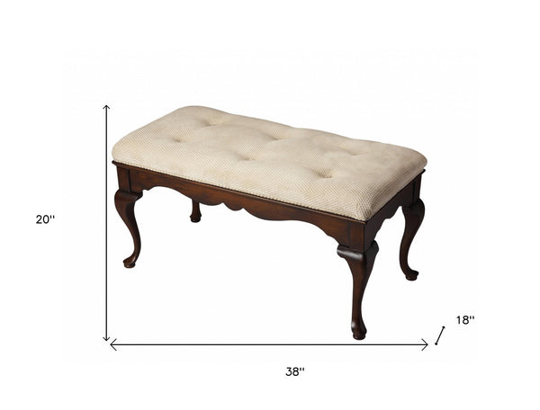 Homeroots Classic Cherry Brown Finish Bench  Solid Wood 389169