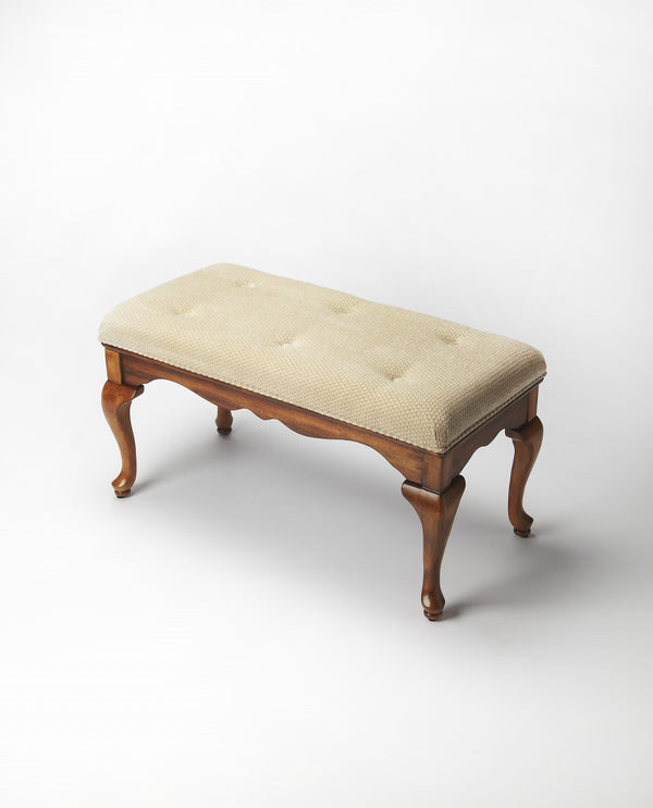 Homeroots Classic Olive Brown Bench  Solid Wood 389170