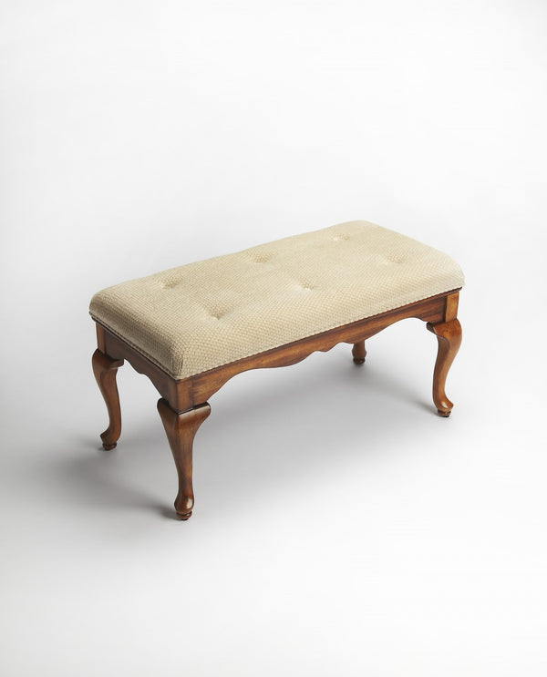 Homeroots Classic Olive Brown Bench  Solid Wood 389170
