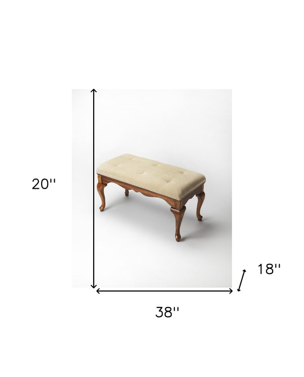 Homeroots Classic Olive Brown Bench  Solid Wood 389170