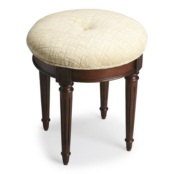 Homeroots 18" Off White Linen And Dark Brown Ottoman   389171