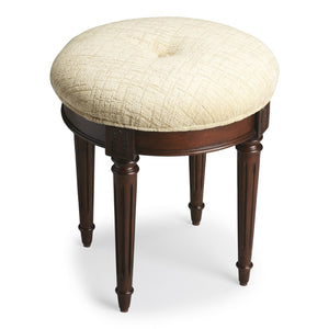 Homeroots 18" Off White Linen And Dark Brown Ottoman   389171