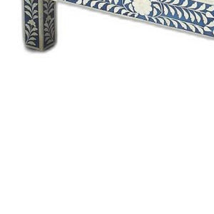 Homeroots Blue And Ivory Bone Inlay Bench  Solid Wood 389177