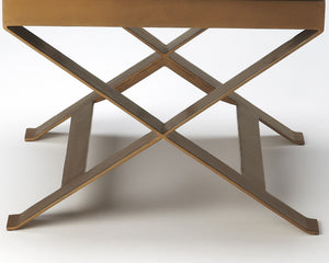 Homeroots 20" Brown Faux Leather Ottoman   389180