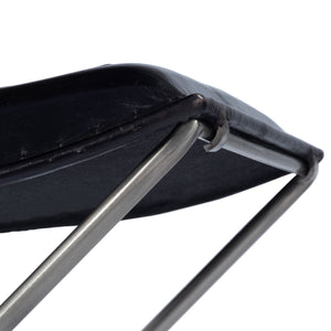 Homeroots 20" Black Faux Leather And Gray Ottoman   389181