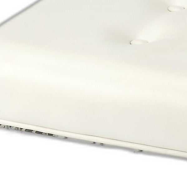 Homeroots 21" White Faux Leather And Clear Ottoman   389183