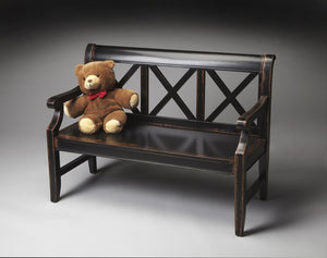 Homeroots Modern Rustic Black Bench  Solid Wood 389188