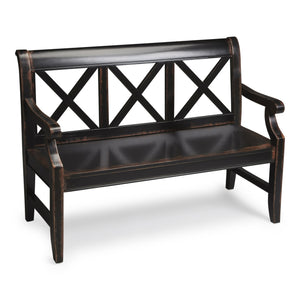 Homeroots Modern Rustic Black Bench  Solid Wood 389188