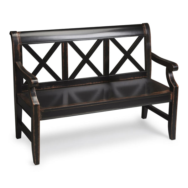Homeroots Modern Rustic Black Bench  Solid Wood 389188