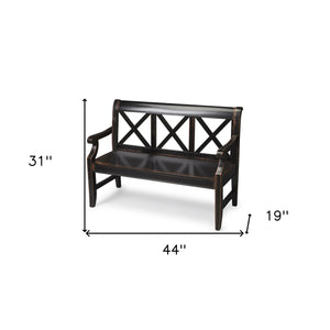 Homeroots Modern Rustic Black Bench  Solid Wood 389188