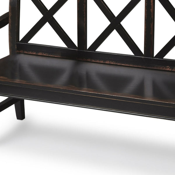 Homeroots Modern Rustic Black Bench  Solid Wood 389188