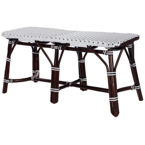 Homeroots 43" Dark Brown And White Wicker Entryway Bench  Rattan 389190