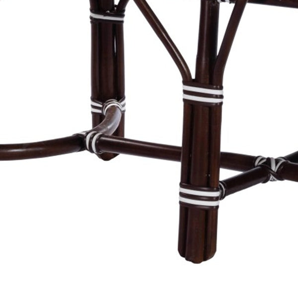 Homeroots 43" Dark Brown And White Wicker Entryway Bench  Rattan 389190