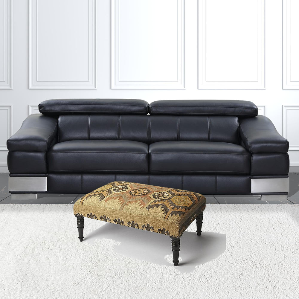 Homeroots 36" Brown Linen Footstool Ottoman   389191