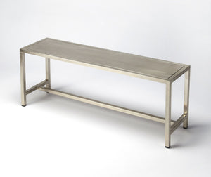 HomeRoots 44" Silver Iron Bench - Stylish Modern Seating for Entryway, Hallway & Laundry Room - Durable & Elegant 389193