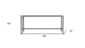 HomeRoots 44" Silver Iron Bench - Stylish Modern Seating for Entryway, Hallway & Laundry Room - Durable & Elegant 389193