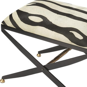 HomeRoots 24" Stylish Black and White Cotton Blend Ottoman - Versatile Seating, Footrest, or Tabletop Solution 389194