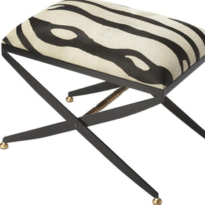 HomeRoots 24" Stylish Black and White Cotton Blend Ottoman - Versatile Seating, Footrest, or Tabletop Solution 389194