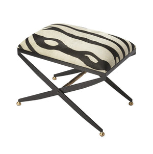 HomeRoots 24" Stylish Black and White Cotton Blend Ottoman - Versatile Seating, Footrest, or Tabletop Solution 389194