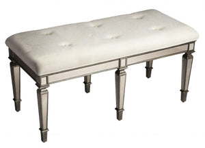 HomeRoots 42" Silver Upholstered Cotton Entryway Bench - Chic Seating for Foyers, Bedrooms, and Hallways 389198