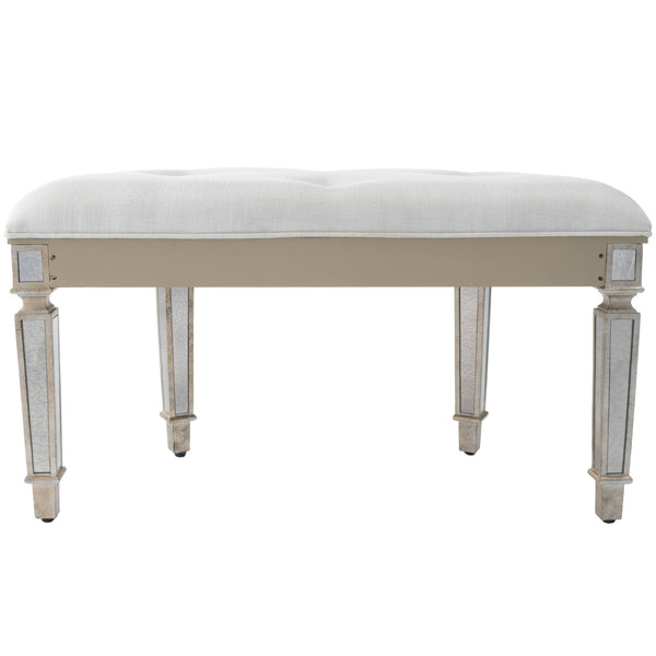 Homeroots Modern Mirrored Crescent Bench  Solid And Manufactured Wood 389200