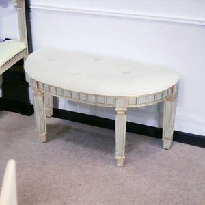 Homeroots Modern Mirrored Crescent Bench  Solid And Manufactured Wood 389200