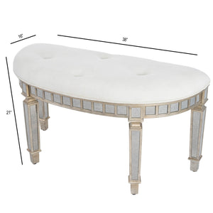 Homeroots Modern Mirrored Crescent Bench  Solid And Manufactured Wood 389200