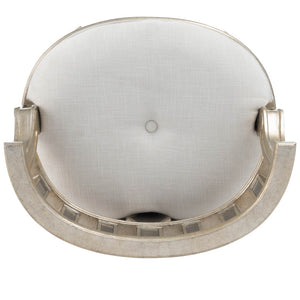 Homeroots 21" Cream Linen And Silver Metallic Round Ottoman   389201