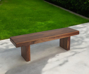 Homeroots Modern Chunky Solid Wood Bench  Solid Wood 389202