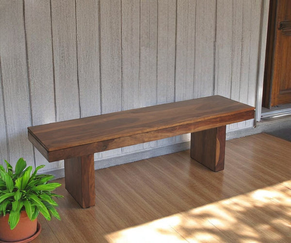 HomeRoots Modern Chunky Solid Wood Bench - Handcrafted Minimalist Seating for Entryway, Dining, or Living Room 389202