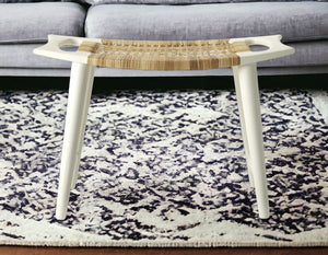 Homeroots 26" White Ottoman   389205