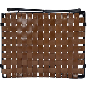 Homeroots 23" Brown Faux Leather And Black Ottoman   389213