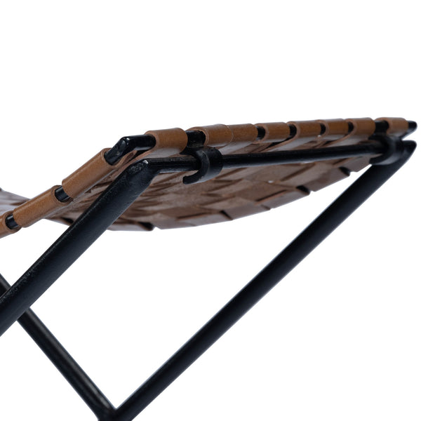 Homeroots 23" Brown Faux Leather And Black Ottoman   389213