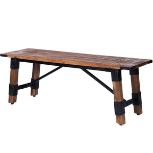 Homeroots Mod Industrial Rustic Wood Bench  Solid Wood 389215