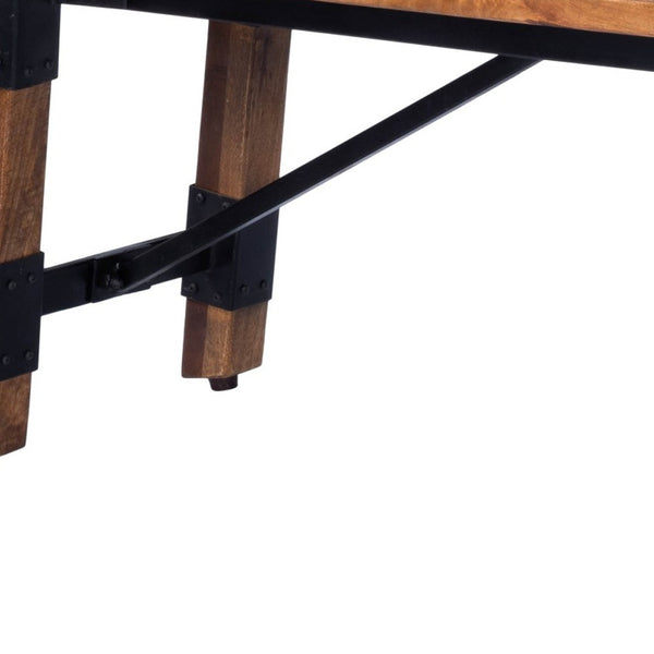 Homeroots Mod Industrial Rustic Wood Bench  Solid Wood 389215