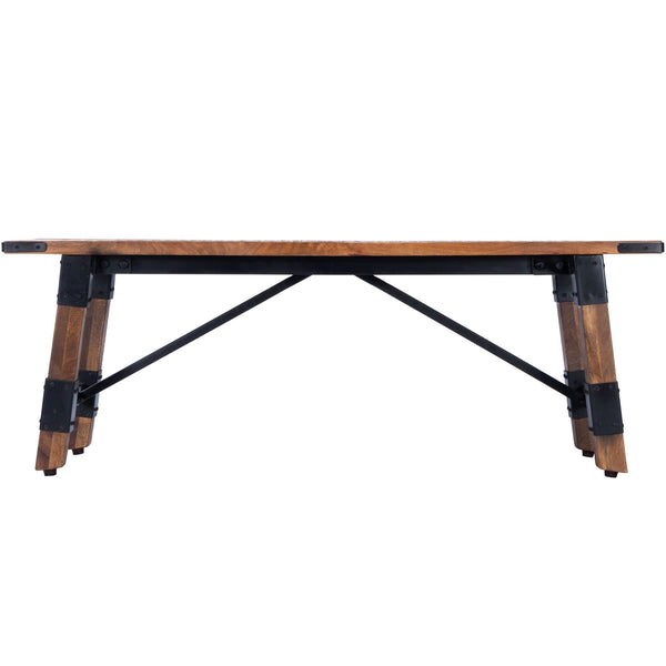 Homeroots Mod Industrial Rustic Wood Bench  Solid Wood 389215