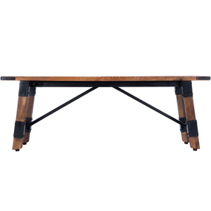 Homeroots Mod Industrial Rustic Wood Bench  Solid Wood 389215