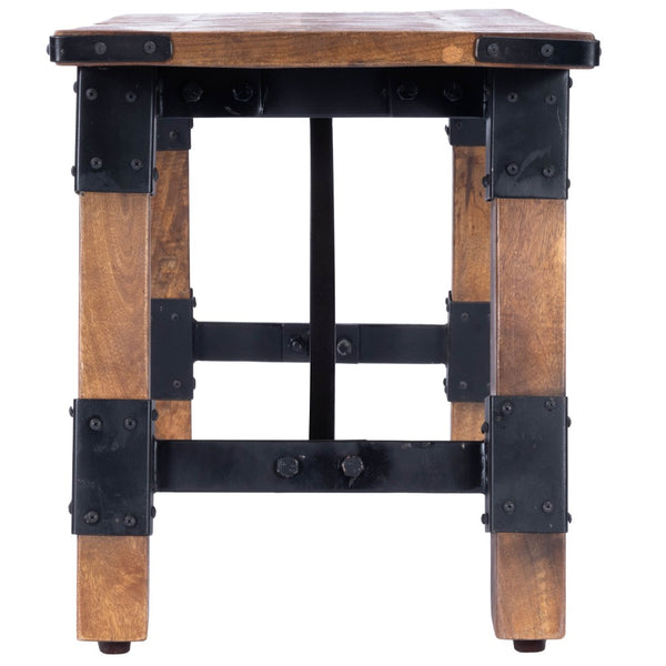 Homeroots Mod Industrial Rustic Wood Bench  Solid Wood 389215