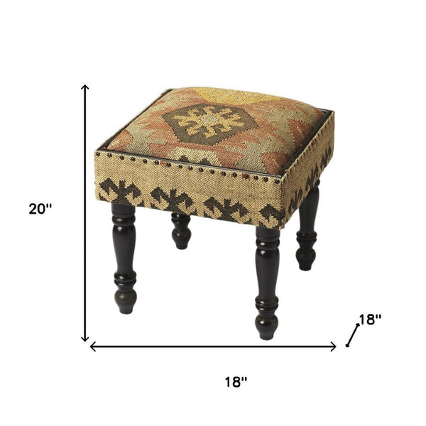HomeRoots 18" Brown Linen Ottoman - Rustic Charm, Versatile Seating & Footrest for Stylish Living Spaces 389218