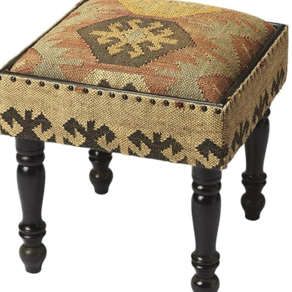 HomeRoots 18" Brown Linen Ottoman - Rustic Charm, Versatile Seating & Footrest for Stylish Living Spaces 389218