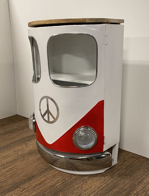 Homeroots Peace Out Red Retro Nightstand   389225