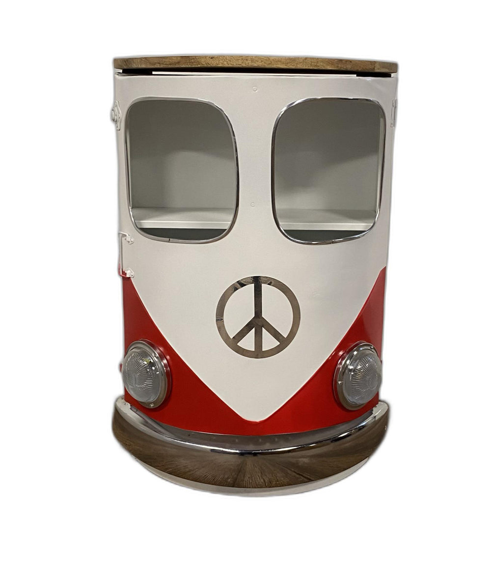 Homeroots Peace Out Red Retro Nightstand   389225