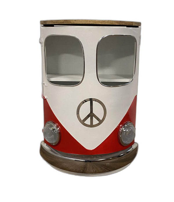 Homeroots Peace Out Red Retro Nightstand   389225