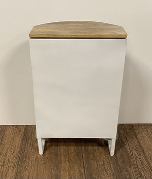 Homeroots 31" White And Wood Brown Solid Wood End Table With Two Shelves   389226