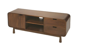 Homeroots 50" Brown Solid Wood Enclosed And Open Storage Tv Stand  Solid Wood 389231