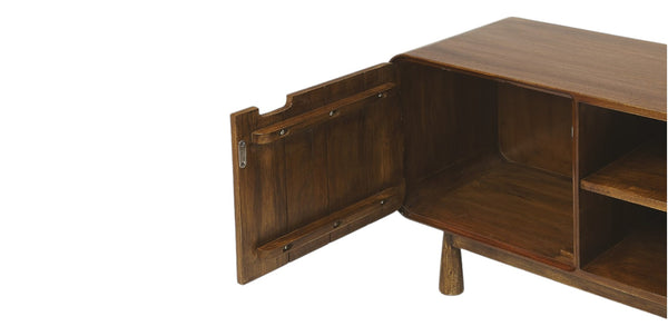 Homeroots 50" Brown Solid Wood Enclosed And Open Storage Tv Stand  Solid Wood 389231