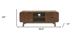 Homeroots 50" Brown Solid Wood Enclosed And Open Storage Tv Stand  Solid Wood 389231